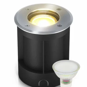 LED Bodeneinbaustrahler IP67 - Edelstahl gebürstet rund inkl. 3W GU10 230V