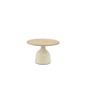4 Seasons Outdoor June Loungetisch cremefarben mit runder Teakholzplatte Ø 60 cm SALE