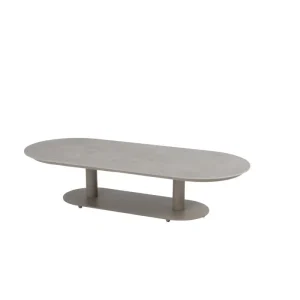 4 Seasons Outdoor Boaz ovaler Couchtisch latte mit Keramikplatte 150 x 65 cm
