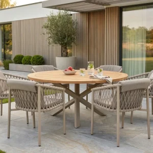 4 Seasons Outdoor Allora Gartenmöbel-Set Latte mit Prado Tisch – Teakholzplatte Ø 160 cm * SALE *