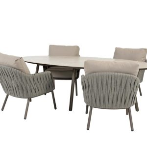 Taste by 4 Seasons Cannes Low Dining Set mit Salute Tisch mit Keramikplatte 220 cm
