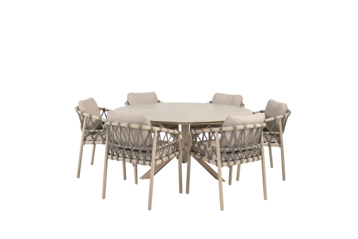Taste by 4 Seasons Piacenza Gartenset Latte mit Prado-Tisch mit Keramikplatte Ø 160 cm SALE