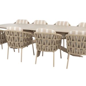 4 Seasons Outdoor Beverly Gartenmöbel-Set Latte mit Prado Tisch 300 cm