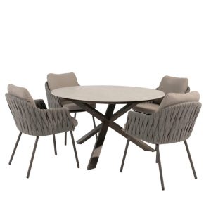 Taste by 4 Seasons Cannes Gartenmöbel-Set Terre mit Prado Tisch mit Keramikplatte Ø 130 cm
