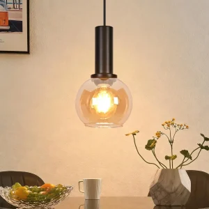 Vintage-Pendelleuchte mit Glasschirm für Esstisch und Schlafzimmer – E27-Fassung, höhenverstellbar, ohne Leuchtmittel