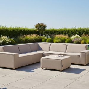 Flow. Cube Eckbank taupe chiné