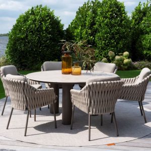 4 Seasons Outdoor Montera Esstischgruppe terre mit Arizona Tisch mit runder Keramikplatte Ø 160 cm