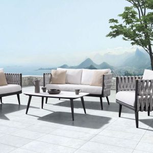 Gartenmöbel Lounge-Set: Lounge-Sessel mit Sofa & Coffee Table