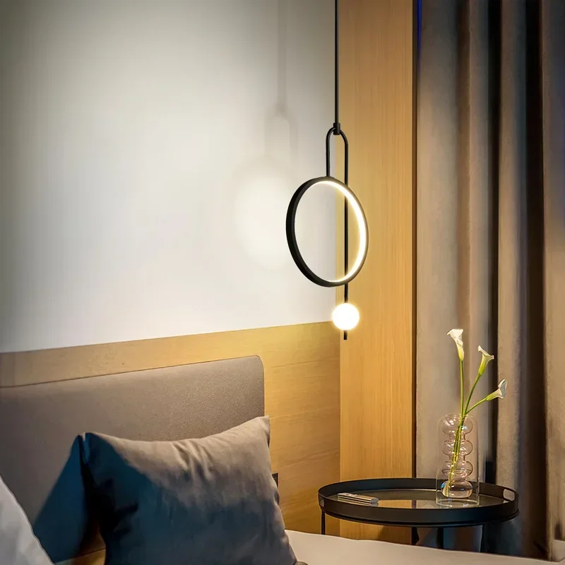 Glaskugel-Pendelleuchte mit Ring im modernen Stil für Wohnzimmer und Schlafzimmer – Warmweiß, Kugelform, Schwarz oder Gold – Bild 5