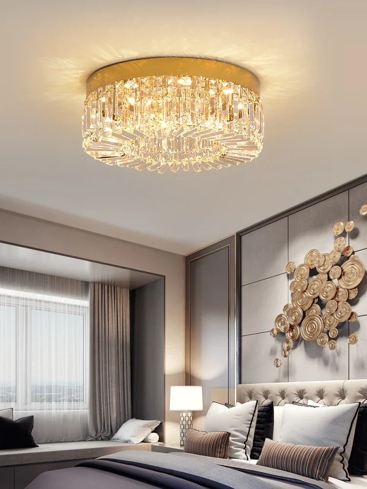 Kristall-Deckenleuchte im Hotel-Stil über Kücheninsel und Essplatz – runder Edelstahlrahmen in Gold oder Silber, Ø 40 oder 50 cm, LED – Bild 4