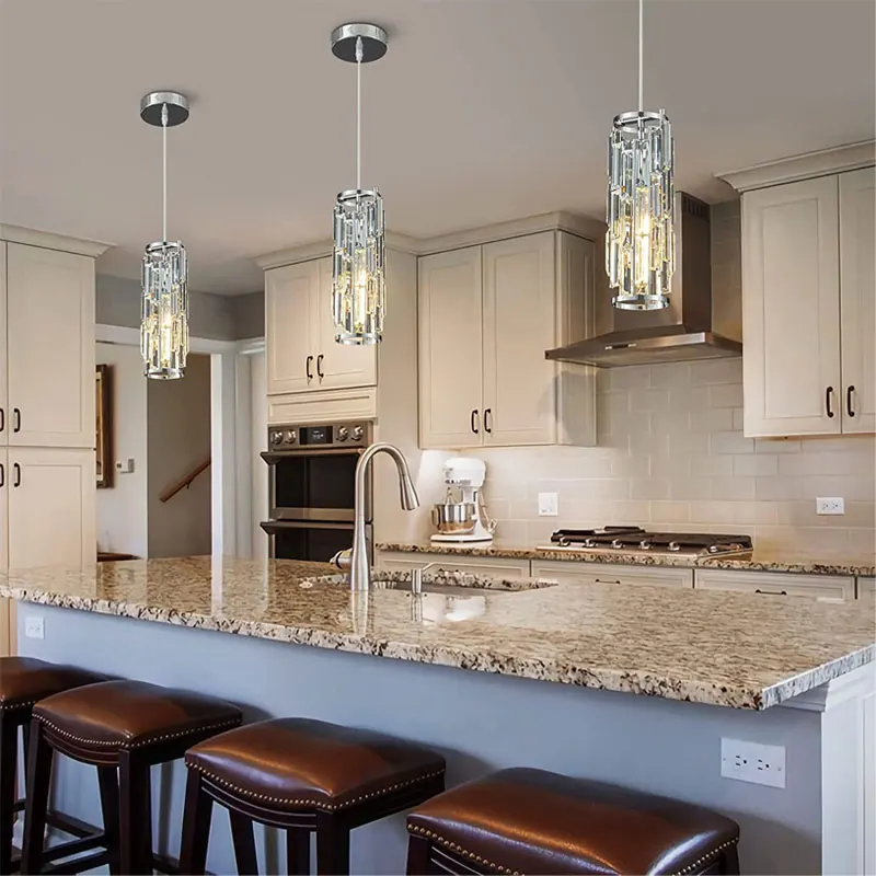 Runde Kristall-Pendelleuchte im modernen Stil für Esstisch und Wohnzimmer – E27-Fassung für LED, in Schwarz, Chrom oder Gold – Bild 5