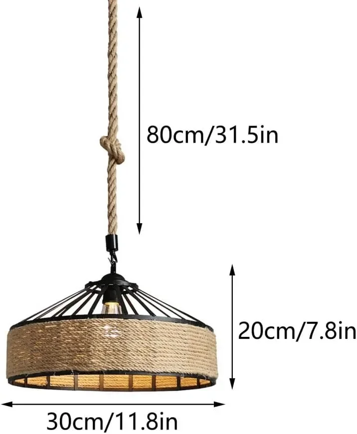 Hanfseil-Pendelleuchte im Industrial-Stil für Restaurant, Bar und Esszimmer – 30 oder 40 cm, rustikaler Look – Bild 7
