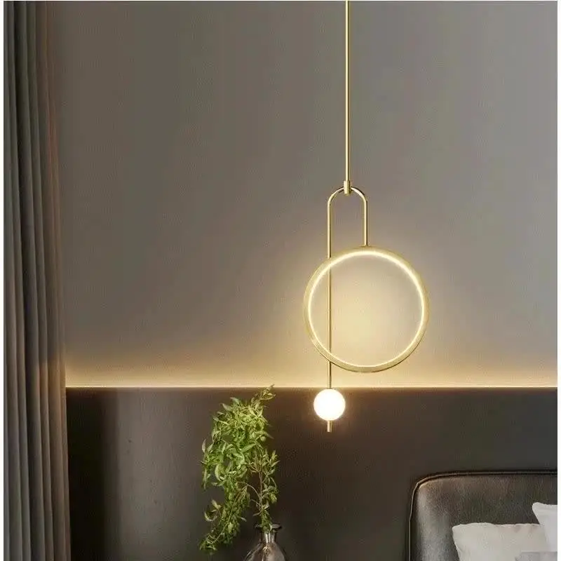 Glaskugel-Pendelleuchte mit Ring im modernen Stil für Wohnzimmer und Schlafzimmer – Warmweiß, Kugelform, Schwarz oder Gold – Bild 6