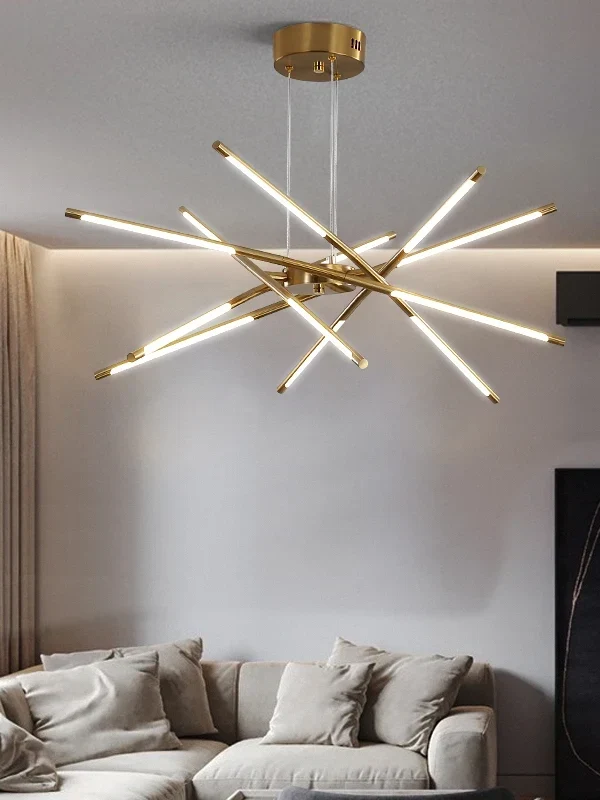 LED-Kronleuchter im skandinavischen Stil für Schlafzimmer und Wohnzimmer – 6-flammig Schwarz, 8- oder 12-flammig Gold, warmweiß