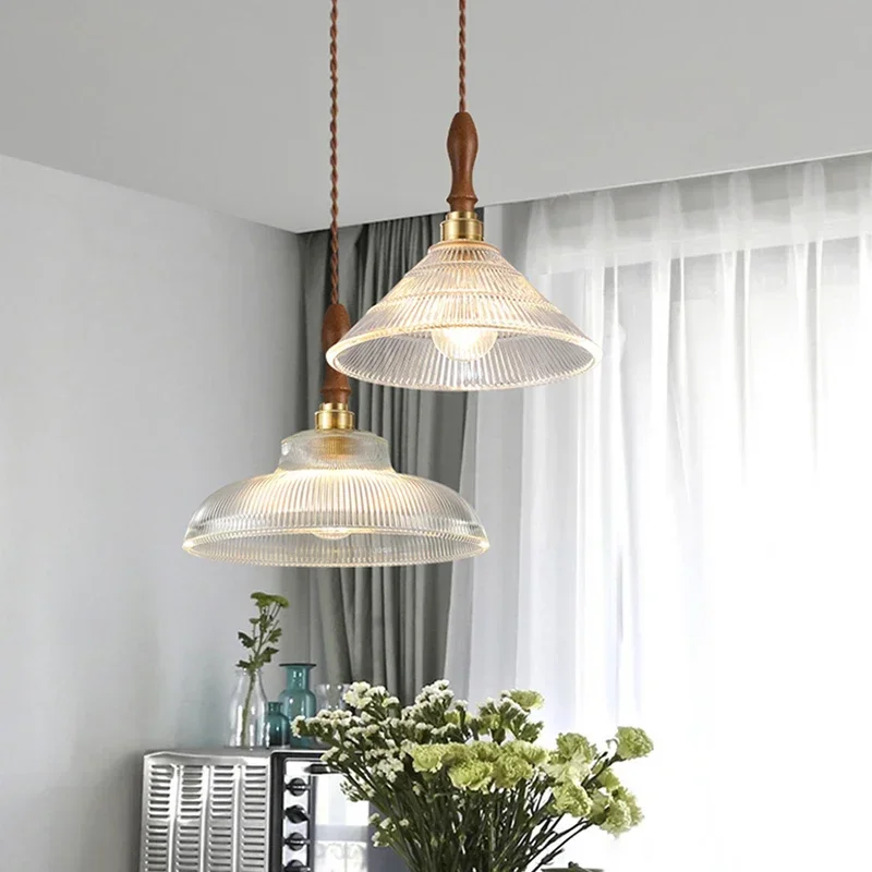 Glas-Pendelleuchte mit Holz und Kupfer im modernen Stil für Esstisch und Küche – E27-Fassung, Lichtfarbe warmweiß, neutralweiß oder kaltweiß – Bild 5