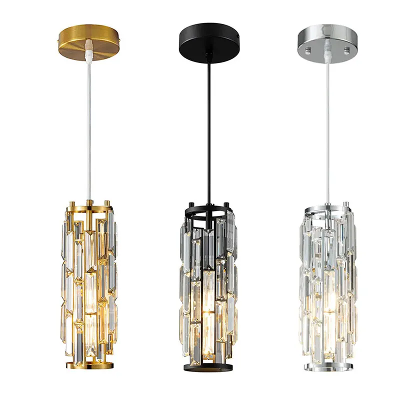 Runde Kristall-Pendelleuchte im modernen Stil für Esstisch und Wohnzimmer – E27-Fassung für LED, in Schwarz, Chrom oder Gold – Bild 7