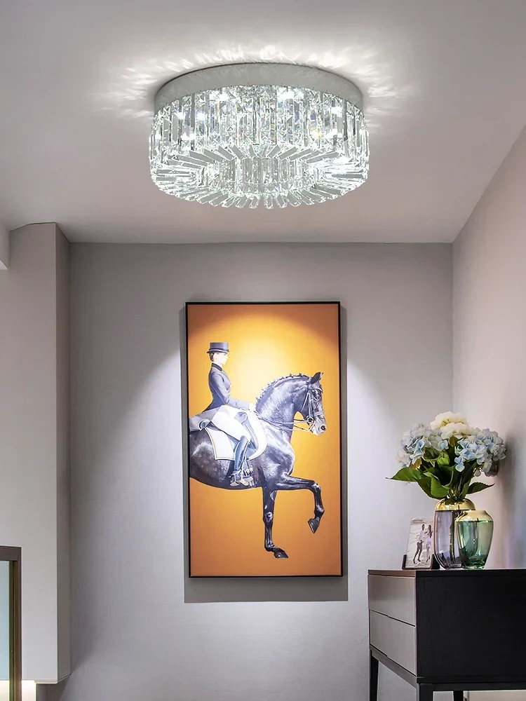 Kristall-Deckenleuchte im Hotel-Stil über Kücheninsel und Essplatz – runder Edelstahlrahmen in Gold oder Silber, Ø 40 oder 50 cm, LED – Bild 7