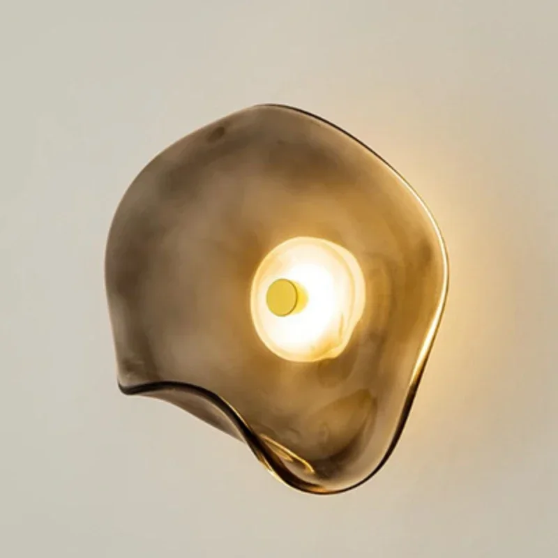 Glas-Wandleuchte in organischer Form für Schlafzimmer und Flur – 25 cm, Grau, Amber oder Blau, Warm- oder Kaltweiß – Bild 3