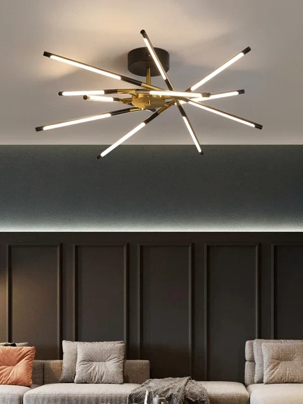 LED-Kronleuchter im skandinavischen Stil für Schlafzimmer und Wohnzimmer – 6-flammig Schwarz, 8- oder 12-flammig Gold, warmweiß – Bild 5
