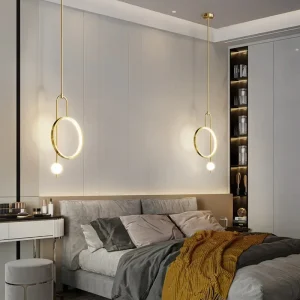 Glaskugel-Pendelleuchte mit Ring im modernen Stil für Wohnzimmer und Schlafzimmer – Warmweiß, Kugelform, Schwarz oder Gold