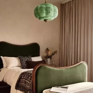 Kugel-Pendelleuchte aus Milchglas im französischen Retro-Stil für Schlafzimmer und Küche – 1-flammig, rund, LED wahlweise mit drei Lichtfarben, Weiß oder Grün