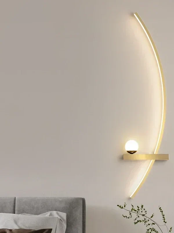 LED-Wandleuchte aus Aluminium im nordischen Stil für Schlafzimmer und Treppenhaus – 55 cm, schmale Leiste, Schwarz oder Gold, drei Lichtfarben – Bild 3