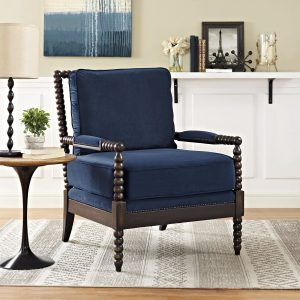 Blackwood Sessel, gepolsteter Sessel, Massivholz schwarz, gedrechselt