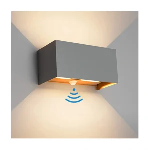 Klighten 24 Watt LED Außenlampe mit Bewegungsmelder aus Aluminium in Dunkelgrau, IP65 zertifiziert, einstellbarer Lichtkegel, warmweiß