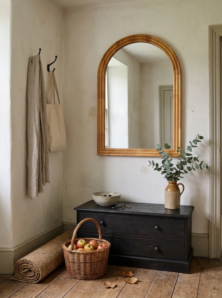 Bogenspiegel aus Massivholz 50 × 80 cm zur Wandmontage für Bad, Flur und Schlafzimmer – gewölbte Form, bruchsicheres Glas – Bild 4