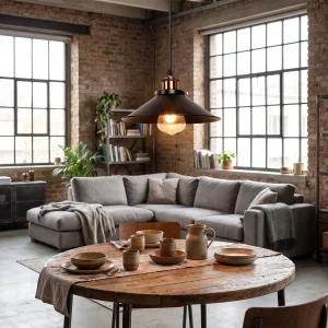 Retro-Pendelleuchte aus Eisen in Schwarz mit Schirmform für Wohnzimmer und Esszimmer – Loft-Stil, Industrial-Look