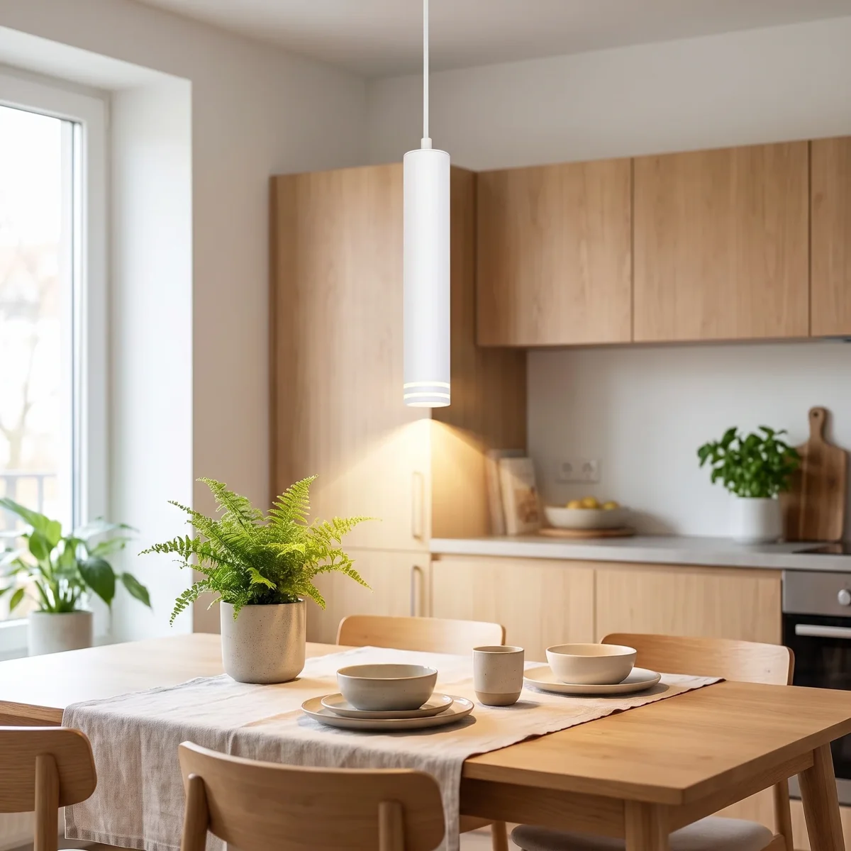 Moderne Aluminium-Pendelleuchte mit GU10-Fassung für Küche, Esstisch und Schlafzimmer – höhenverstellbar, Zylinderform, Schwarz oder Weiß