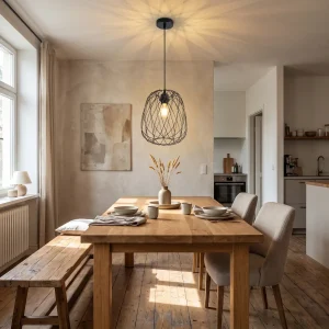 Vintage-Pendelleuchte aus Metall, Ø 25 cm, für Esszimmer, Küche und Schlafzimmer – E27-Fassung, höhenverstellbar