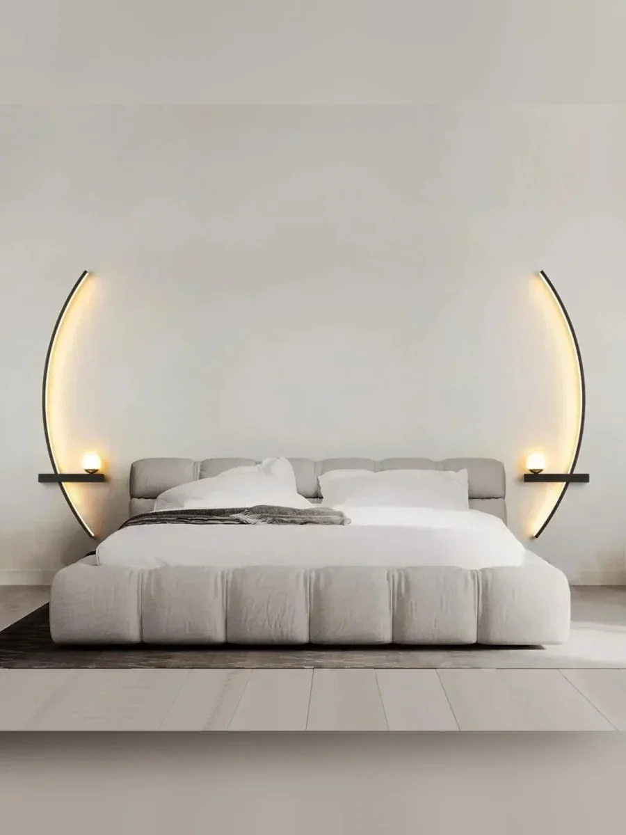 LED-Wandleuchte aus Aluminium im nordischen Stil für Schlafzimmer und Treppenhaus – 55 cm, schmale Leiste, Schwarz oder Gold, drei Lichtfarben