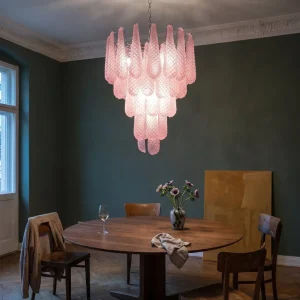 Kronleuchter aus farbigem Glas im modernen Stil für Wohnzimmer und Esszimmer – Ø 40 cm, Ø 100 cm oder als Wandleuchte, Glas in Rosa oder Blau, E14