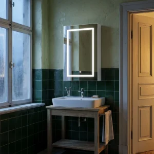 LED-Spiegelschrank – Badezimmerschrank mit Beleuchtung, Türen und Antibeschlag-Funktion – Wandmontage, Weiß, mehrere Größen