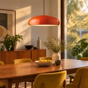 Pendelleuchte in Schalenform aus lackiertem Metall für Esszimmer und Küche – Ø 35, 45 oder 60 cm, 3 Lichtfarben, Orange, Schwarz, Rot oder Weiß
