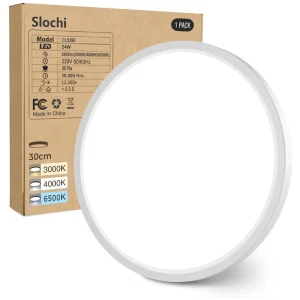 Slochi Deckenleuchte LED 24W, Ø 30 cm, IP44 Schutzklasse, Weiß